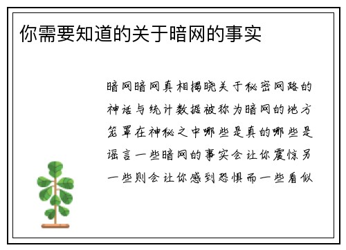 你需要知道的关于暗网的事实